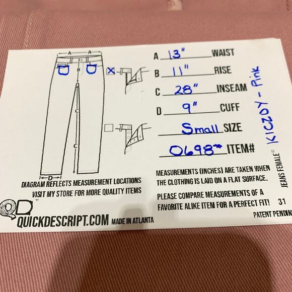 KICZOY Cropped Pants Women Small Pink Stretch Straight Leg Capri Jeans High Rise - Picture 7 of 11